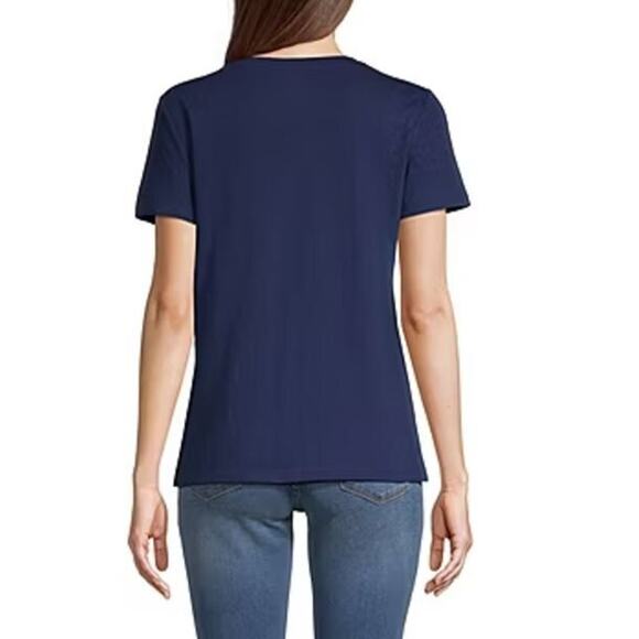 a.n.a Womens V-Neck Cotton Blend V-Neck Short Sleeve T-Shirt in Navy Medium $14 - Picture 2 of 2